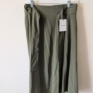 Cuyana Green Midi Wrap Skirt with Tie Front